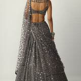 Dark Metallic Grey Lehenga Set