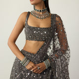 Dark Metallic Grey Lehenga Set