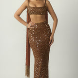 Dark Metallic Copper Pencil Skirt Set