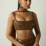 Dark Metallic Copper Pencil Skirt Set