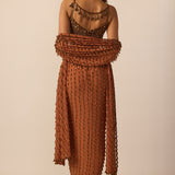 Metallic Copper Single Drop Skirt Set