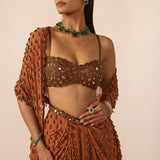 Metallic Copper Single Drop Skirt Set