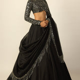 Black Tassel Dupatta Lehenga Set