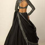 Black Tassel Dupatta Lehenga Set