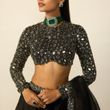 Black Tassel Dupatta Lehenga Set