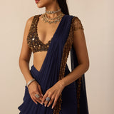 Deep Blue Georgette Tassel Saree