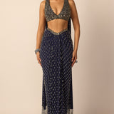 Deep Blue Single Drop Drape Skirt Set