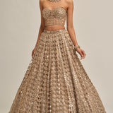 Beige Crop Top Skirt Set