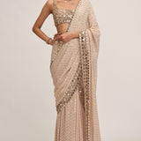 Beige Cutwork Border Saree Set