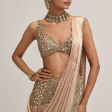 Light Beige Draped Saree Set