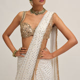 Off White Sequins Saree Set