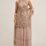 Ash Pink Kurta Sharara Set
