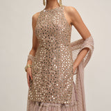Ash Pink Kurta Sharara Set