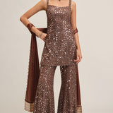 Deep Beige Kurta Sharara Set