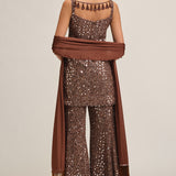 Deep Beige Kurta Sharara Set