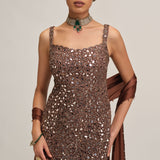 Deep Beige Kurta Sharara Set