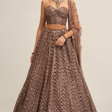 Deep Beige Flower Lehenga Set
