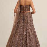 Deep Beige Flower Lehenga Set