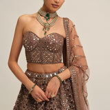 Deep Beige Flower Lehenga Set