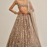 Ash Pink Dense Cutwork Lehenga Set