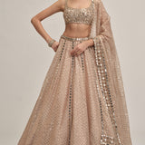 Beige Sequins Lehenga Set