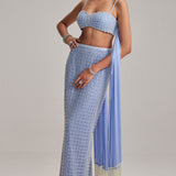 Dew Blue Pencil Skirt Set