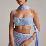 Dew Blue Pencil Skirt Set