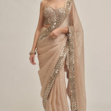 Light Beige Saree With Corset Set