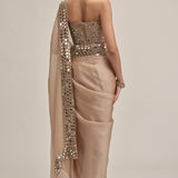 Light Beige Saree With Corset Set