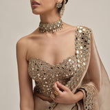 Light Beige Saree With Corset Set