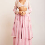 Powder Pink Pearl Drop Sharara Set