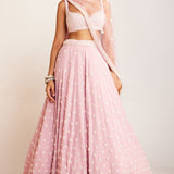 Powder Pink Pearl Flower Lehenga