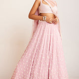 Powder Pink Pearl Flower Lehenga