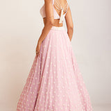 Powder Pink Pearl Flower Lehenga