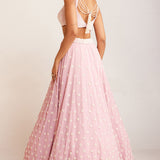 Powder Pink Pearl Flower Lehenga