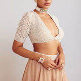 Beige Pearl Embellished Lehenga