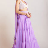 Lilac Embellished Sharara Set