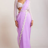 Lilac Pearl Embellished Saree