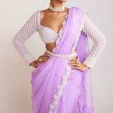 Lilac Pearl Embellished Saree