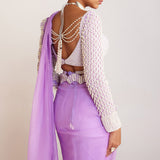 Lilac Pearl Embellished Saree