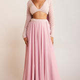 Powder Pink Pearl Lehenga Pants Set