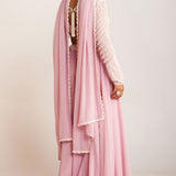 Powder Pink Pearl Lehenga Pants Set