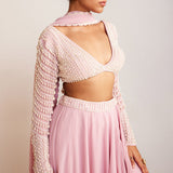 Powder Pink Pearl Lehenga Pants Set