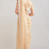Beige Pearl Embellished Saree
