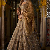 Antique Gold Scalloped Lehenga Set