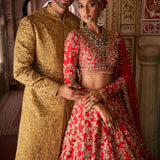 Antique Gold Sherwani Set