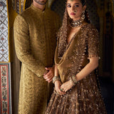 Antique Gold Tissue Sherwani Set