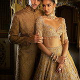 Gold Crystal Lehenga Set