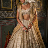 Ivory Gold Pearl Lehenga Set