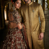 Military Green Sherwani Set